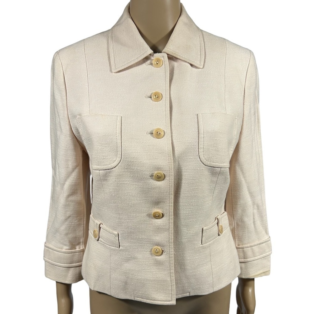 Loft Blush Pink Cropped Cotton Blend Blazer Size 10